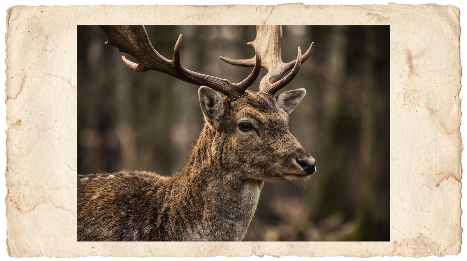 A fallow buck in hard antler