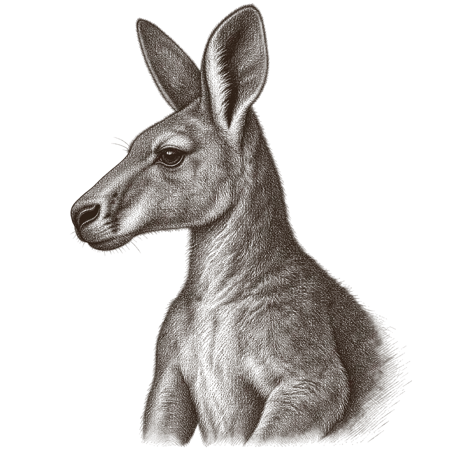 An eastern grey kangaroo's head in profile